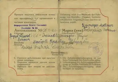 Framo Zulassungsgenehmigung 1945-1949