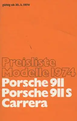 Porsche 911 Preisliste 3.1974