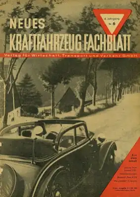 Das Kraftfahrzeug Fachblatt 1950 Heft 6