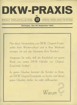 DKW Praxis Nr. 10 September 1932