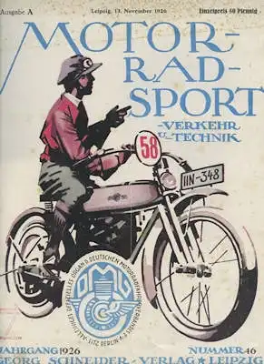 Motorrad Sport Verkehr und Technik 1926 Heft 46