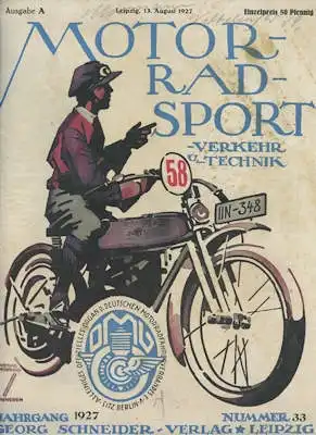 Motorrad Sport Verkehr und Technik 1927 Heft 33