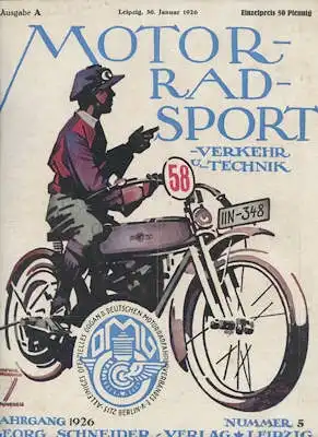 Motorrad Sport Verkehr und Technik 1926 Heft 5
