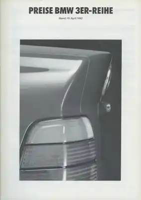 BMW 3er Preisliste 4.1992