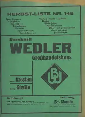 Bernhard Wedler / Breslau Katalog 9.1930