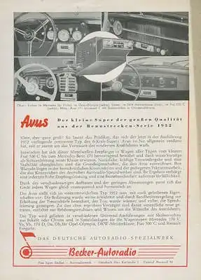 Autoradio Becker AVUS Prospekt 5.1952