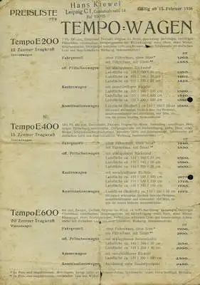 Tempo Preisliste 2.1936