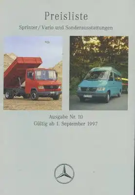 Mercedes-Benz Sprinter Preisliste 9.1997