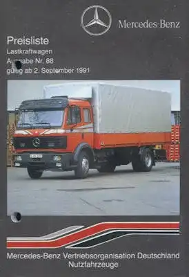 Mercedes-Benz Lkw Preisliste 9.1991