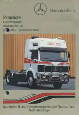 Mercedes-Benz Lkw Preisliste 12.1992