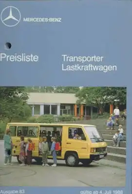 Mercedes-Benz Transporter / Lkw Preisliste 7.1988
