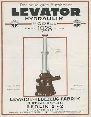 Levator Hydraulik Autoheber Prospekt 1928