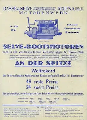 Basse & Selve Motoren Prospekte 1926