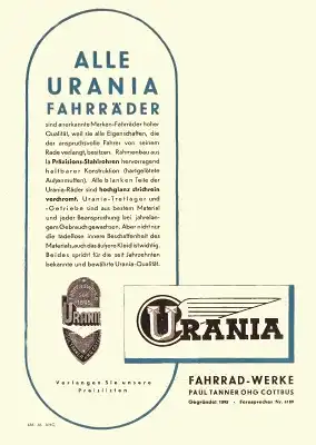 Urania Fahrrad Programm 1938