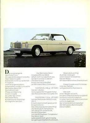 Mercedes-Benz 280 SE Coupe Cabriolet Prospekt 12.1967