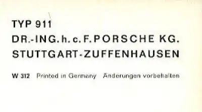 Porsche 911 Bedienungsanleitung 1965