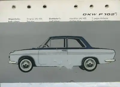 DKW F 102 Farben ca. 1964