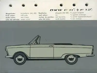 DKW F 11 / F 12 / F 12 Roadster Farben ca. 1964