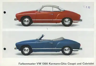 VW Karmann Ghia 1300 Farben 8.1965