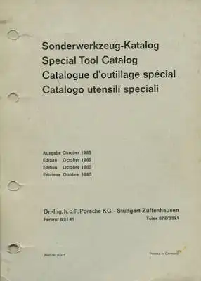 Porsche Sonderwerkzeug-Katalog 10.1965