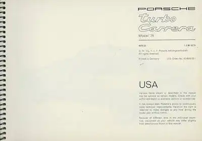 Porsche 911 Turbo Carrera Bedienungsanleitung 10.1975 e