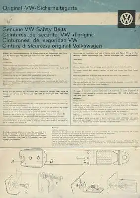 VW Sicherheitsgurte Bedienungsanleitung ca. 1962