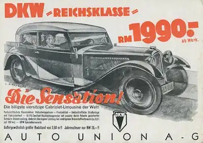 DKW Reichsklasse Prospekt 5.1933