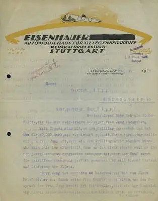 Eisenhauer Automobilhaus Brief 1922