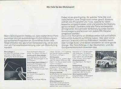 Ford RS Teile Programm 10.1974