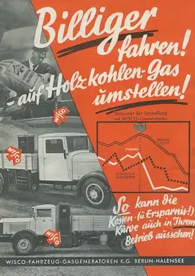 Wisco Holzkohlengas-Anlagen Prospekt 1940er Jahre