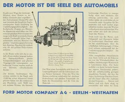 Ford A Technik Prospekt ca. 1931