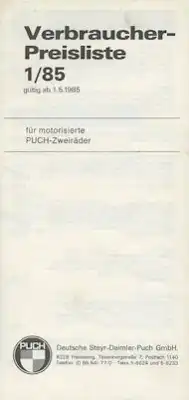 Puch Preisliste 5.1985