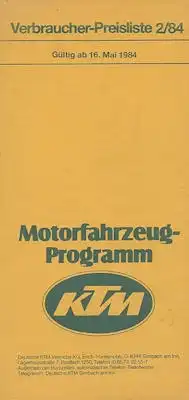 KTM Preisliste 5.1984