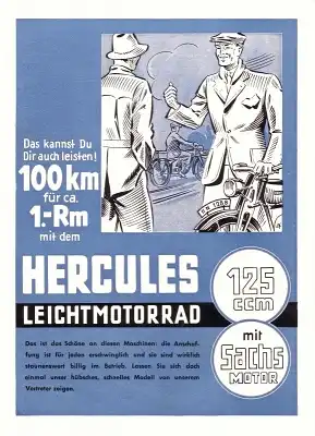 Hercules Leichtmotorrad 125 ccm Prospekt 1939