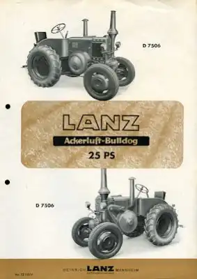 Lanz 25 PS Ackerluft Bulldog D 7506 Prospekt 1930er Jahre