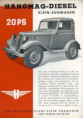 Hanomag 20 PS Klein-Zugwagen Prospekt 1938