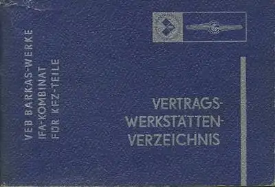 Barkas Vertrags-Werkstätten Verzeichnis 7.1970