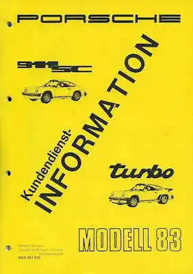 Porsche 911 SC / Turbo Kundendienst Information Modell 1983