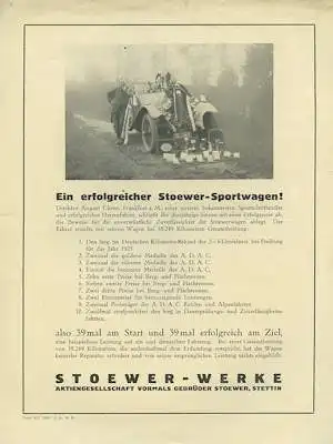 Stoewer Sportwagen Prospekt 10.1926