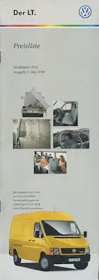 VW LT Preisliste Pricelist 5.2000 für 2001