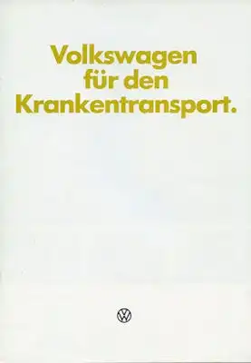 VW LT / T 2 Krankentransport Wagen Prospekt 8.1977