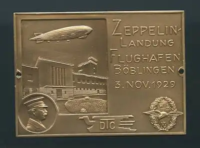 Plakette Zeppelin-Landung Flugplatz Böblingen 3.11.1929