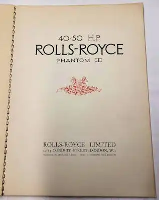 Rolls-Royce Phantom III 40-50 HP Prospekt 10.1937