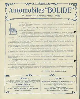 Bolide Automobil Prospekt 1905