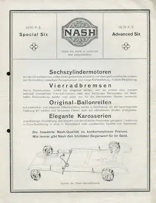 Nash 14/50 + 16/70 PS Prospekt 1920er Jahre