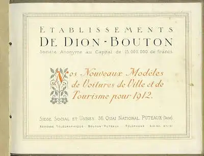 De Dion Bouton Katalog 1912