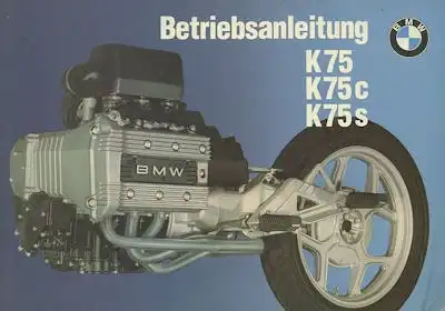 BMW K 75 Bedienungsanleitung 11.1987