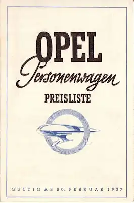 Opel Preisliste 2.1937