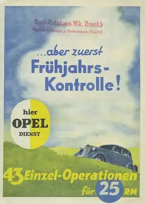 Opel Frühjahrskontrolle Prospekt ca. 1937
