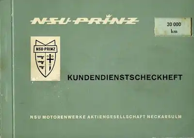 NSU Prinz Kundendienstscheckheft 1963/4